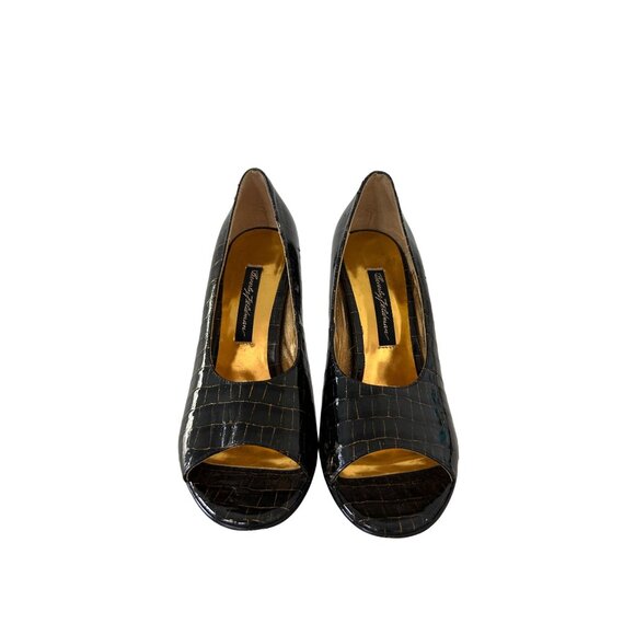 BEVERLY FELDMAN Patent Leather Snake Print Heels Size 7 - Picture 2 of 6